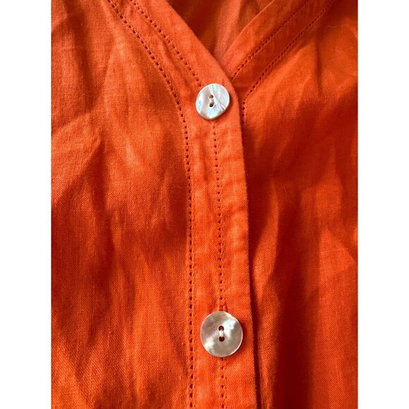 Vibrant Orange Women's Button Down Shirt - Picture 3 of 5